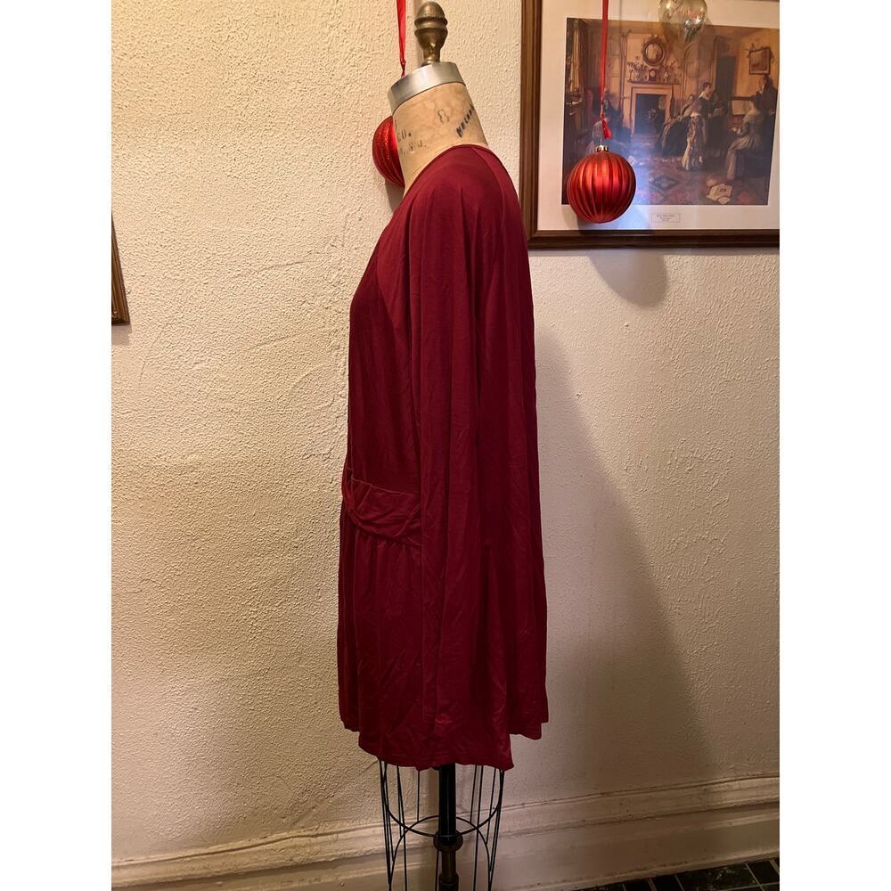 Long Sleeve V-Neck Ruched Tunic Top Dark Red NWT Size 5XL - Picture 7 of 11
